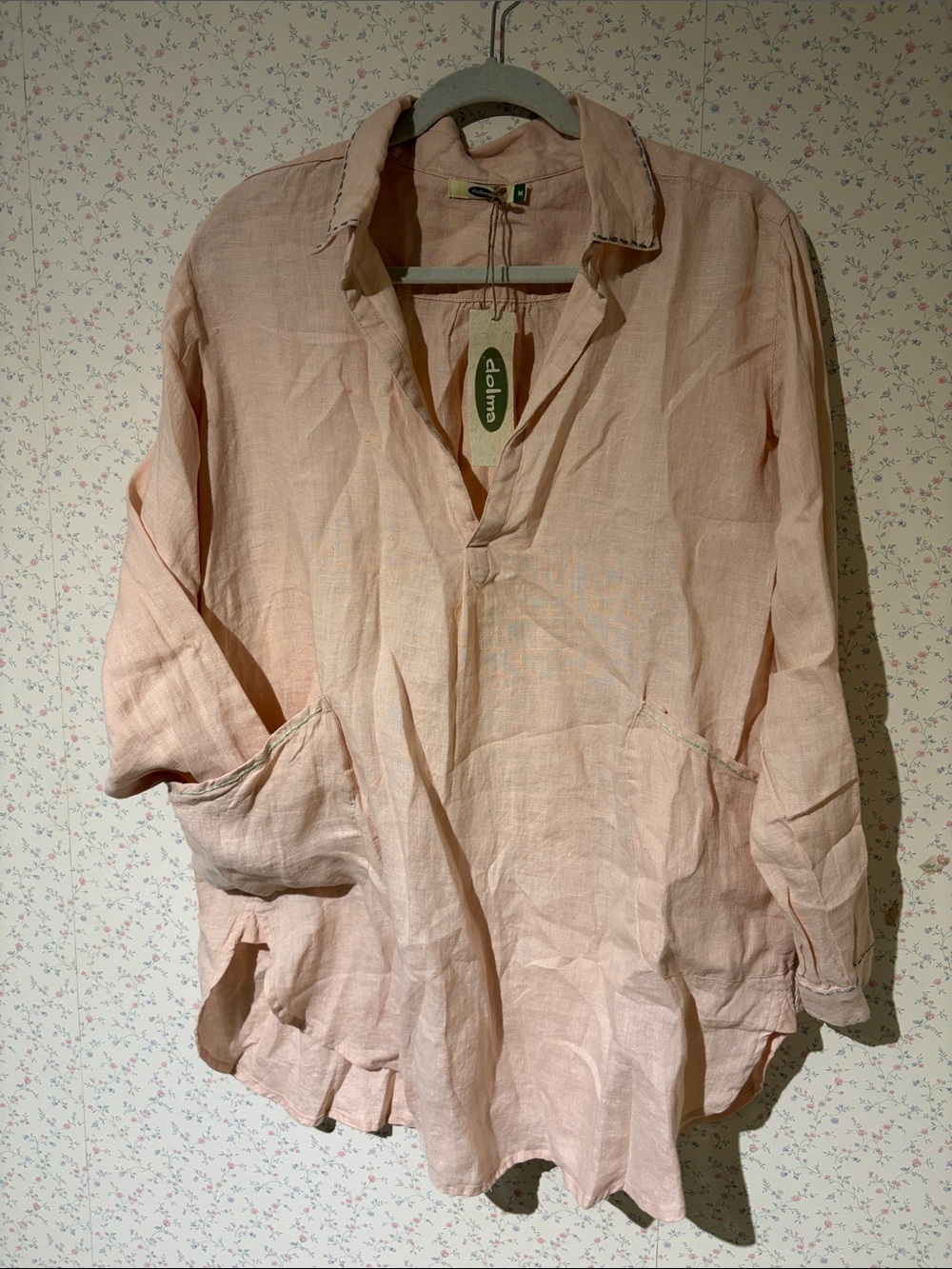 NWT - Dolma Light Pink Linen Tunic Top